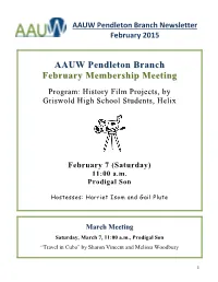 AAUW Pendleton Branch Newsletter February 2015