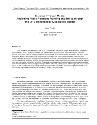 Analyzing Public Relations Framing and Ethics Through the 2010 Ticketmaster-Live Nation Merger
