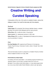 Creative Writing and Curated Speaking
