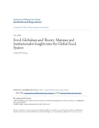 Food, Globalism and Theory: Marxian and Institutionalist Insights Into the Global Food System Charles R.P