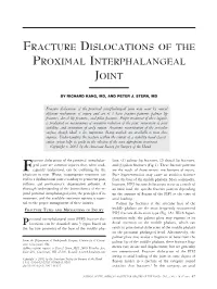 Fracture Dislocations of the Proximal Interphalangeal Joint