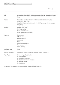 How Much Development Can a Rail Station Lead? a Case Study of Hong Kong