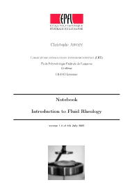 Notebook Introduction to Fluid Rheology