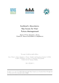 Scotlands Mountains: Key Issues for Their Future Management