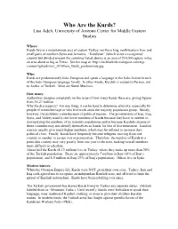The Kurds? Lisa Adeli, University of Arizona Center for Middle Eastern Studies