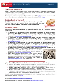 University of Sydney Medical Humanities Newsletter August 2011