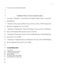 1 the Iowa Test of Consonant Perception 1 2 3 Validation of The