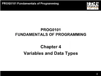 Chapter 4 Variables and Data Types