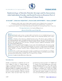 Epidemiology of Suicide/Suicide Attempt and Its Association with Individual, Family, and Social Factors in Eastern Part of Iran: a Historical Cohort Study