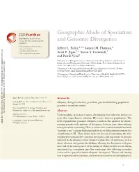 Geographic Mode of Speciation and Genomic Divergence