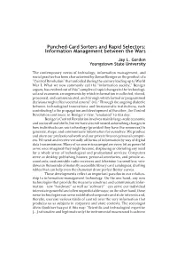 Punched-Card Sorters and Rapid Selectors: Information Management Between the Wars Jay L