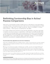 Rethinking Survivorship Bias in Active/ Passive Comparisons