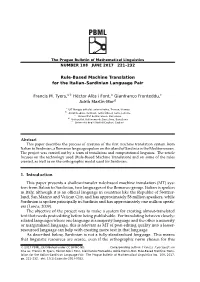 Rule-Based Machine Translation for the Italian–Sardinian Language Pair