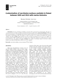 Contamination of Raw Bivalve Molluscs Available in Poland Between 2009 and 2013 with Marine Biotoxins