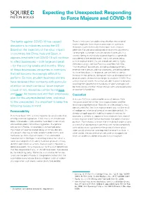 Expecting the Unexpected: Responding to Force Majeure and COVID-19