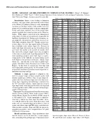 Slope - Geologic Age Relationships in Complex Lunar Craters C