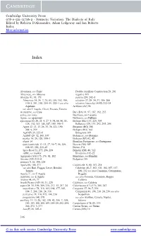 Syntactic Variation: the Dialects of Italy Edited by Roberta D’Alessandro, Adam Ledgeway and Ian Roberts Index More Information