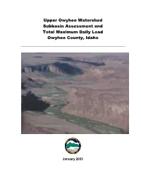 Upper Owyhee Watershed Subbasin Assessment and Total Maximum Daily Load Owyhee, ID