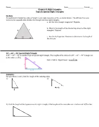 Chapter 8: Right Triangles Topic 8: Special Right Triangles
