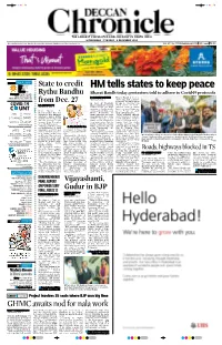 HM Tells States to Keep Peace RH: 44% Rainfall: Nil Forecast: Partly Cloudy