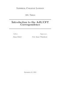 Introduction to the Ads/CFT Correspondence