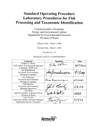 Laboratory Procedures for Fish Processing and Identification