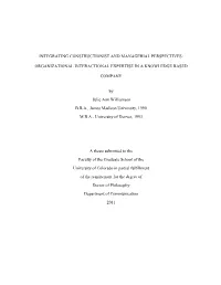Organizational Interactional Expertise in a Knowledge Based