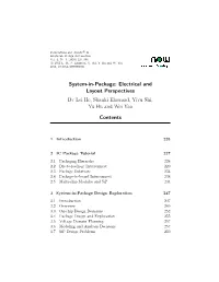 System-In-Package: Electrical and Layout Perspectives Contents