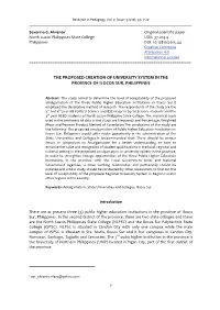 The Proposed Creation of University System in the Province of Ilocos Sur, Philippines