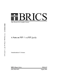 A Note on NP ∩ Conp/Poly Copyright C 2000, Vinodchandran N