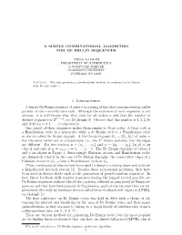 A Simple Combinatorial Algorithm for De Bruijn Sequences