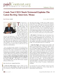 Conde Nast CEO Chuck Townsend Explains the Latest Re-Org: Interview, Memo