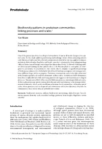 Protistology Biodiversity Patterns in Protozoan Communities: Linking