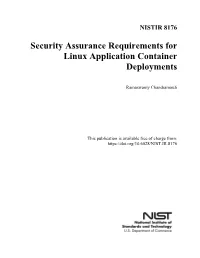 Security Assurance Requirements for Linux Application Container Deployments