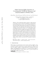 Arxiv:2006.07283V3 [Cs.SI] 21 Dec 2020 Public Support Is Essential for the Success of Policy Measures