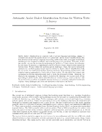 Automatic Arabic Dialect Identification Systems for Written Texts: a Survey