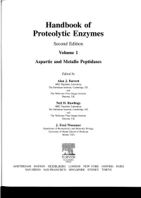 Handbook of Proteolytic Enzymes Second Edition Volume 1 Aspartic and Metallo Peptidases