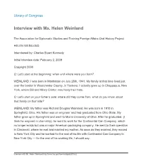 Interview with Ms. Helen Weinland