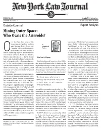 Mining Outer Space: Who Owns the Asteroids?