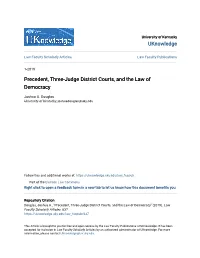Precedent, Three-Judge District Courts, and the Law of Democracy