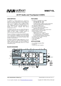 Wolfson WM9715L Audio Codec and Touch Screen Controller