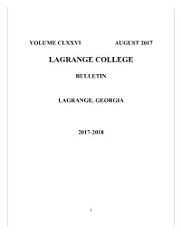 2017-2018 Lagrange College Bulletin