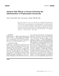 Adverse Side Effects in Horses Following the Administration of Fluphenazine Decanoate