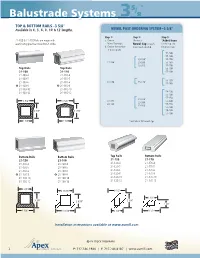 Balustrade Systems 3 8 TOP & BOTTOM RAILS–3 5/8" Available in 4', 5', 6', 8', 10' & 12' Lengths