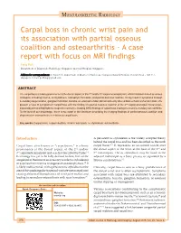 Carpal Boss in Chronic Wrist Pain and Its Association with Partial Osseous