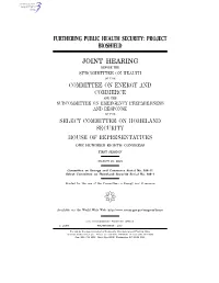 Furthering Public Health Security: Project Bioshield Joint Hearing