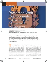 Protected Web Components: Hiding Sensitive Information in the Shadows