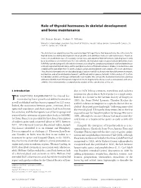Role of Thyroid Hormones in Skeletal Development and Bone Maintenance