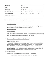 Statutory Review of Polling Districts and Polling Places