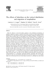 The Effects of Haloclines on the Vertical Distribution and Migration of Zooplankton